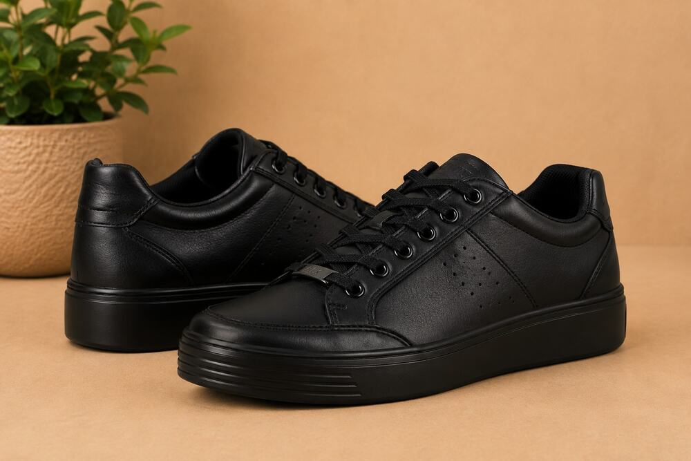 NWT ECCO Men's Soft Classic Sneakers Black/White Size 10-10.5
